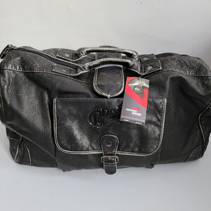 Dr Pepper Duffle Bag Black Faux Distressed Leather New